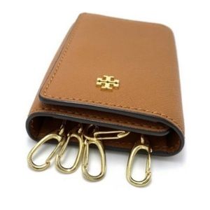 NEW Tory Burch Brown Leather Key Case Wallet